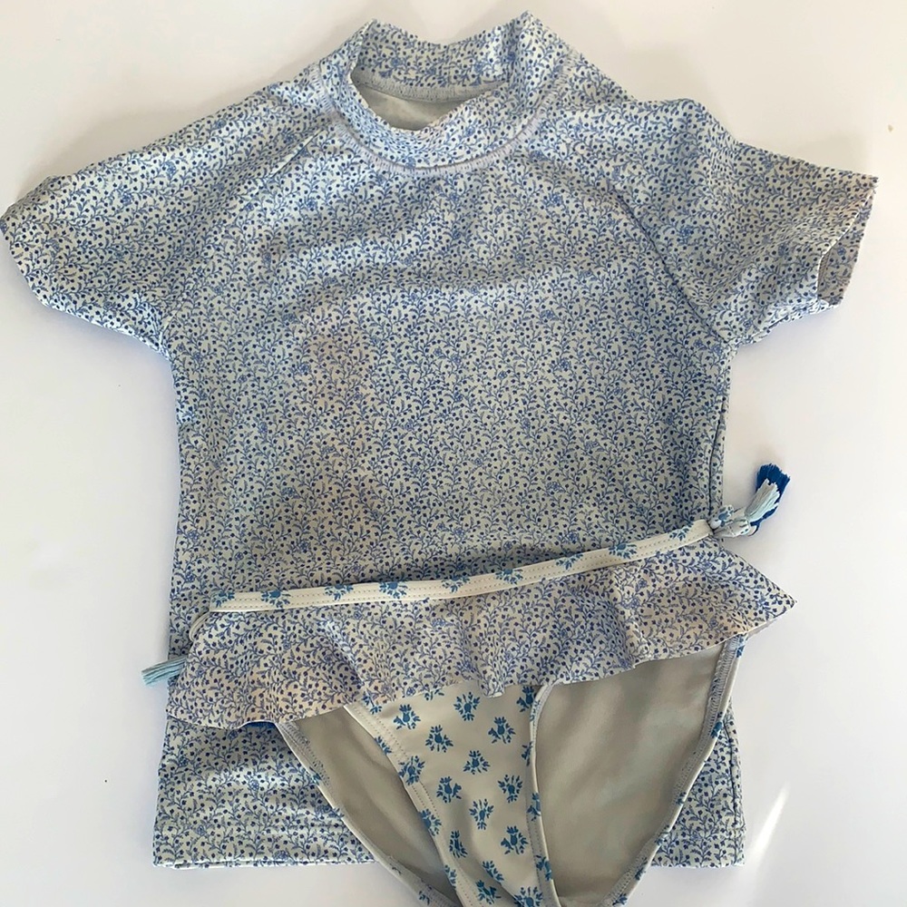 Next direct girls swimsuit - blue floral rashguard
